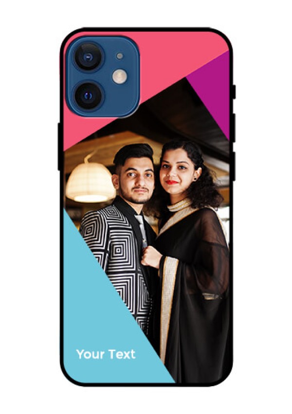 iPhone 12 Mini Custom Glass Mobile Case - Stacked Triple colour Design
