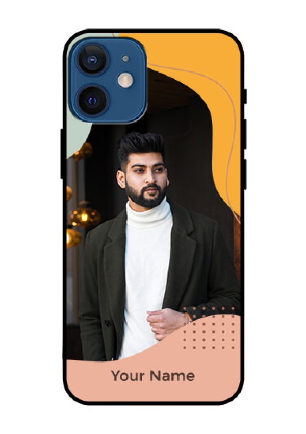 iPhone 12 Mini Personalized Glass Phone Case - Tri-coloured overlay design