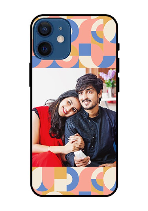 iPhone 12 Mini Photo Printing on Glass Case - Semi-circle Maze Pattern Design