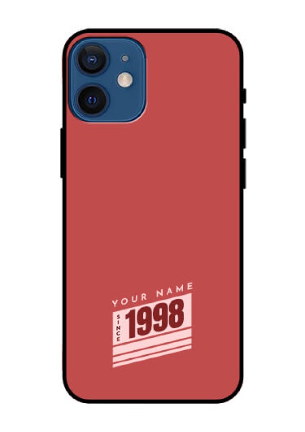 iPhone 12 Mini Custom Glass Phone Case - Red custom year of birth Design