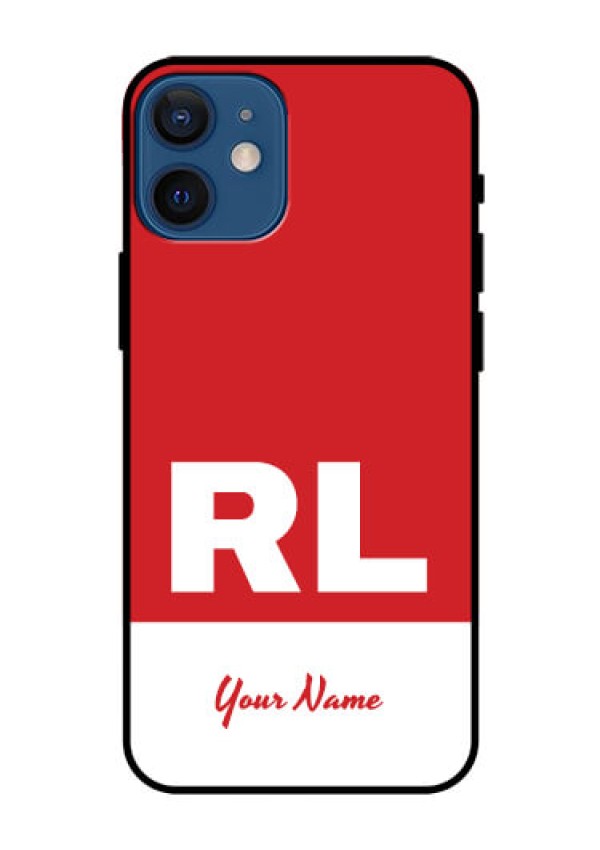 iPhone 12 Mini Personalized Glass Phone Case - dual tone custom text Design