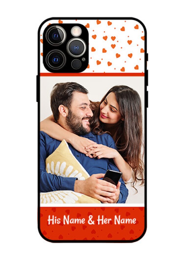 Iphone 12 Pro Custom Glass Phone Case  - Orange Love Symbol Design