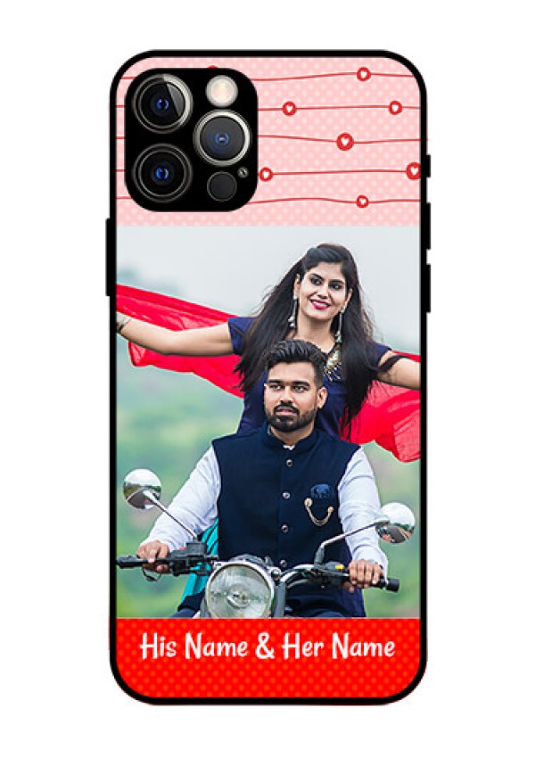 Iphone 12 Pro Personalized Glass Phone Case  - Red Pattern Case Design