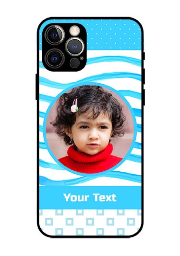 Iphone 12 Pro Custom Glass Phone Case  - Simple Blue Case Design