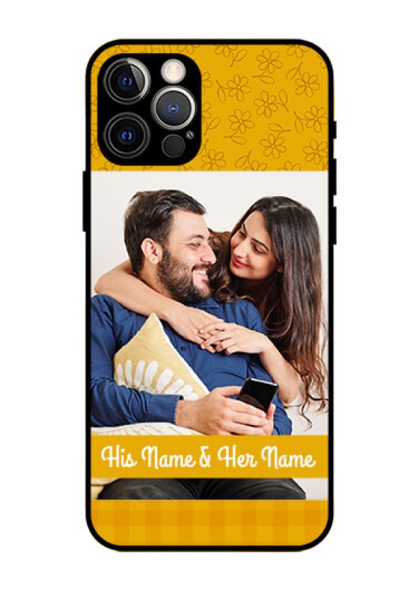 Iphone 12 Pro Custom Glass Mobile Case  - Yellow Floral Design