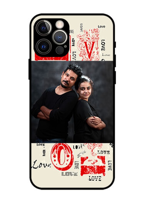 Iphone 12 Pro Photo Printing on Glass Case  - Trendy Love Design Case