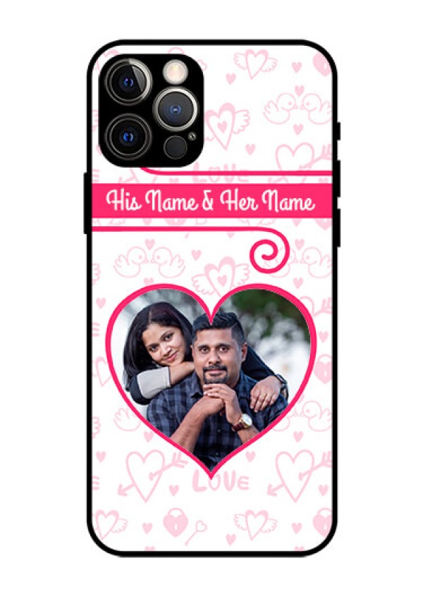 Iphone 12 Pro Personalized Glass Phone Case  - Heart Shape Love Design