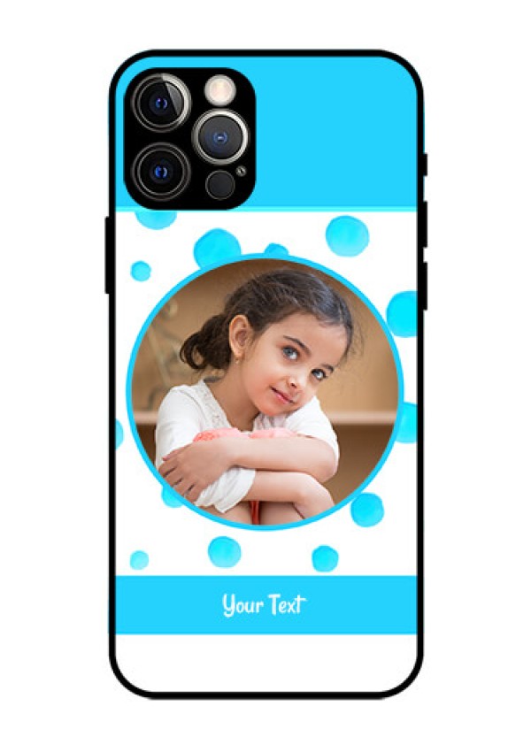 Iphone 12 Pro Photo Printing on Glass Case  - Blue Bubbles Pattern Design