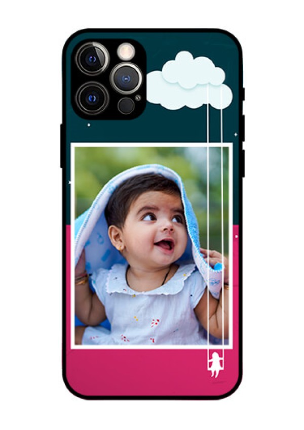 Iphone 12 Pro Custom Glass Phone Case  - Cute Girl with Cloud Design