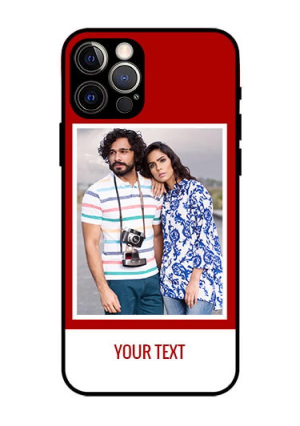 Iphone 12 Pro Personalized Glass Phone Case  - Simple Red Color Design