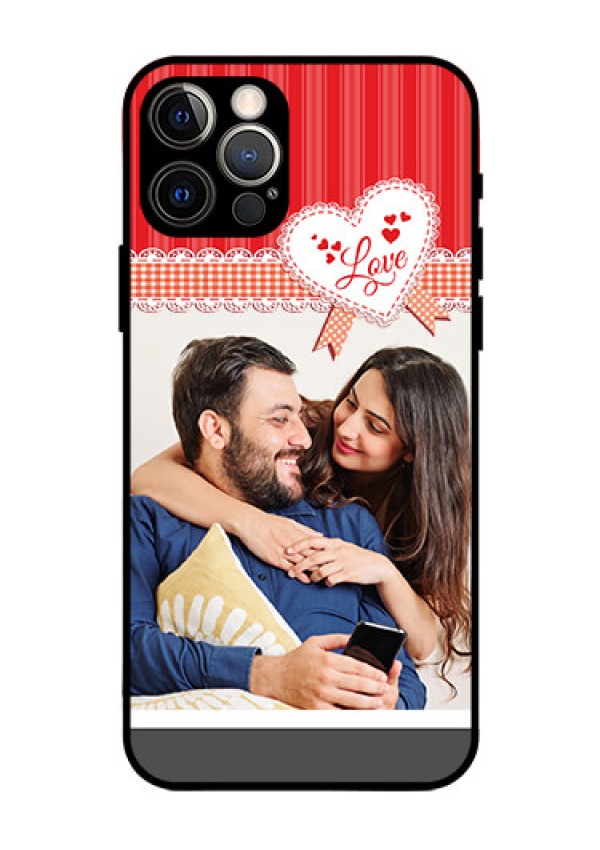 Iphone 12 Pro Custom Glass Mobile Case  - Red Love Pattern Design