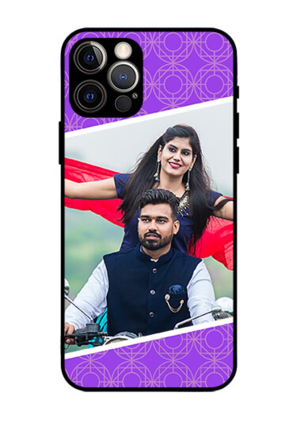 Iphone 12 Pro Custom Glass Phone Case  - Violet Pattern Design