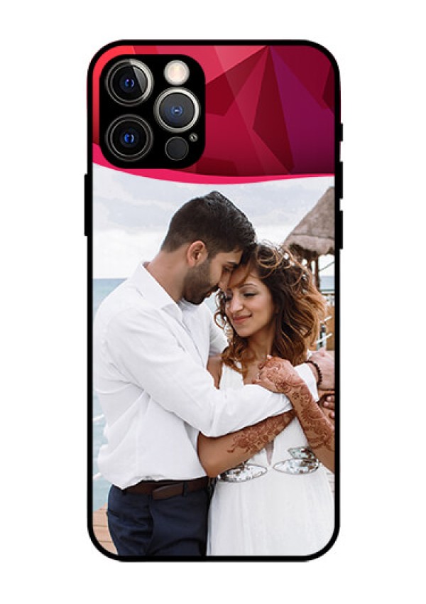 Iphone 12 Pro Custom Glass Mobile Case  - Red Abstract Design