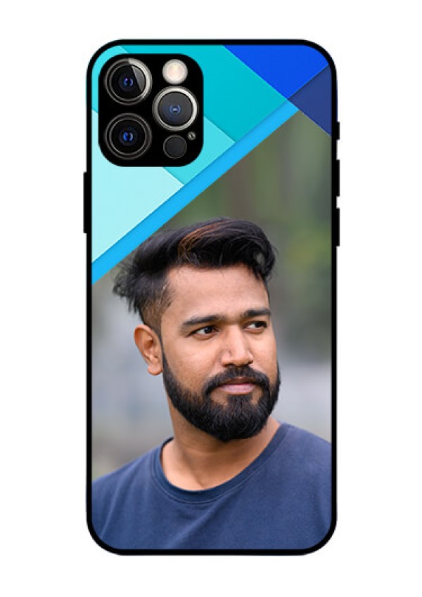 Iphone 12 Pro Custom Glass Phone Case  - Blue Pattern Design