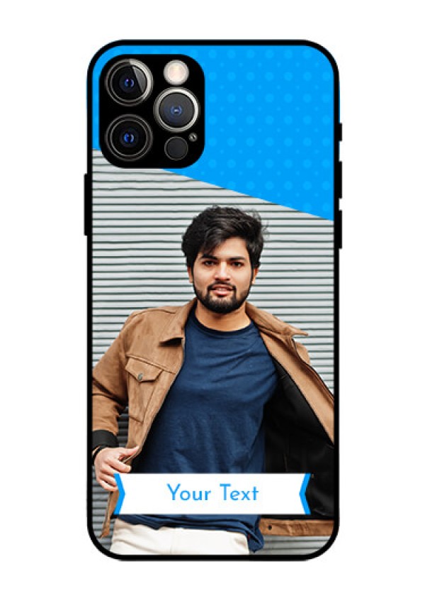 Iphone 12 Pro Photo Printing on Glass Case  - Simple Blue Color Design