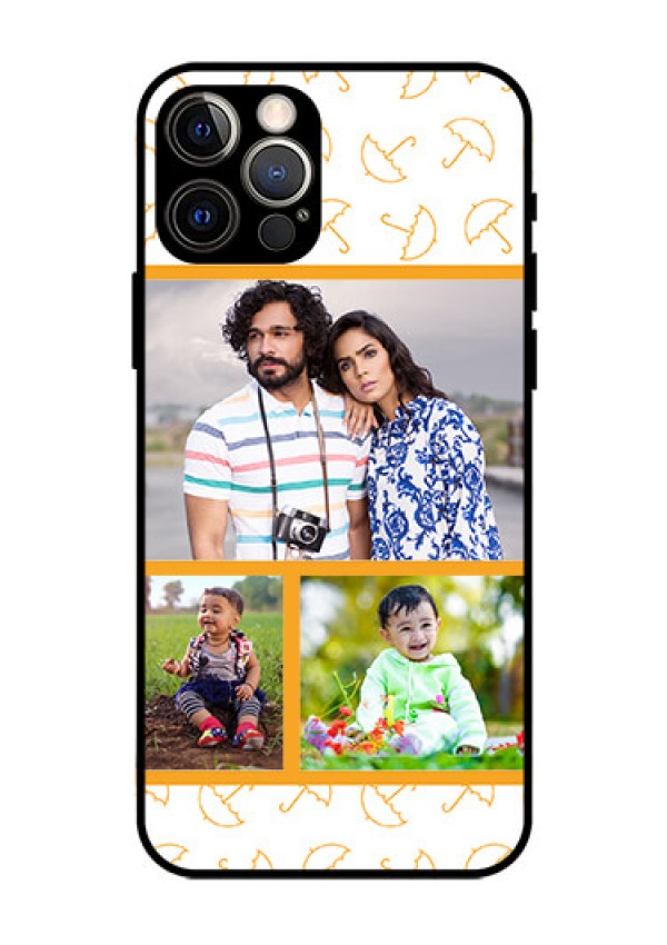 Iphone 12 Pro Custom Glass Mobile Case  - Yellow Pattern Design