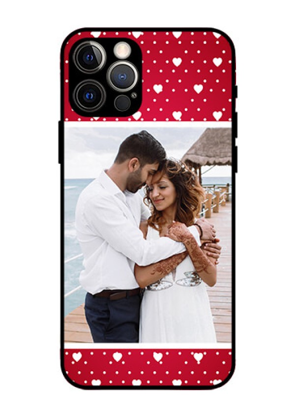 Iphone 12 Pro Photo Printing on Glass Case  - Hearts Mobile Case Design