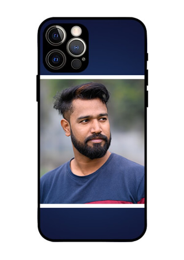Iphone 12 Pro Personalized Glass Phone Case  - Simple Royal Blue Design