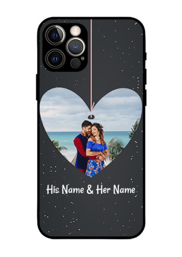 Iphone 12 Pro Custom Glass Phone Case  - Hanging Heart Design