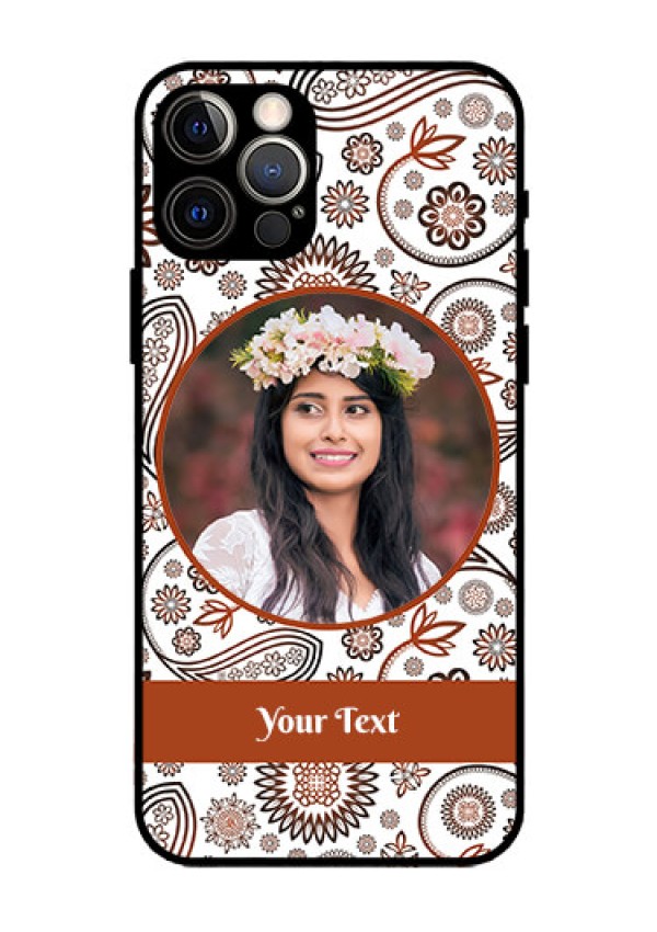 Iphone 12 Pro Custom Glass Mobile Case  - Abstract Floral Design 