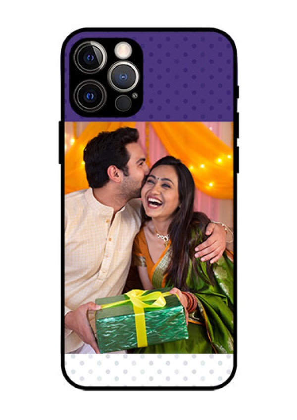 Iphone 12 Pro Personalized Glass Phone Case  - Violet Pattern Design