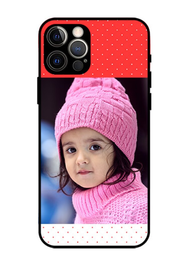 Iphone 12 Pro Photo Printing on Glass Case  - Red Pattern Design