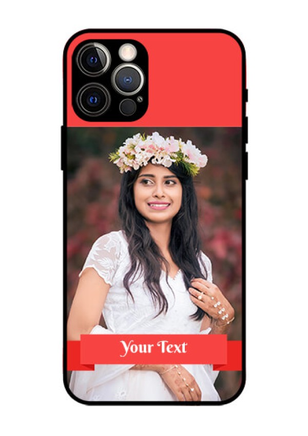 Iphone 12 Pro Custom Glass Phone Case  - Simple Red Color Design