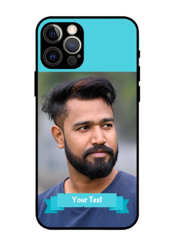 Iphone 12 Pro Personalized Glass Phone Case  - Simple Blue Color Design