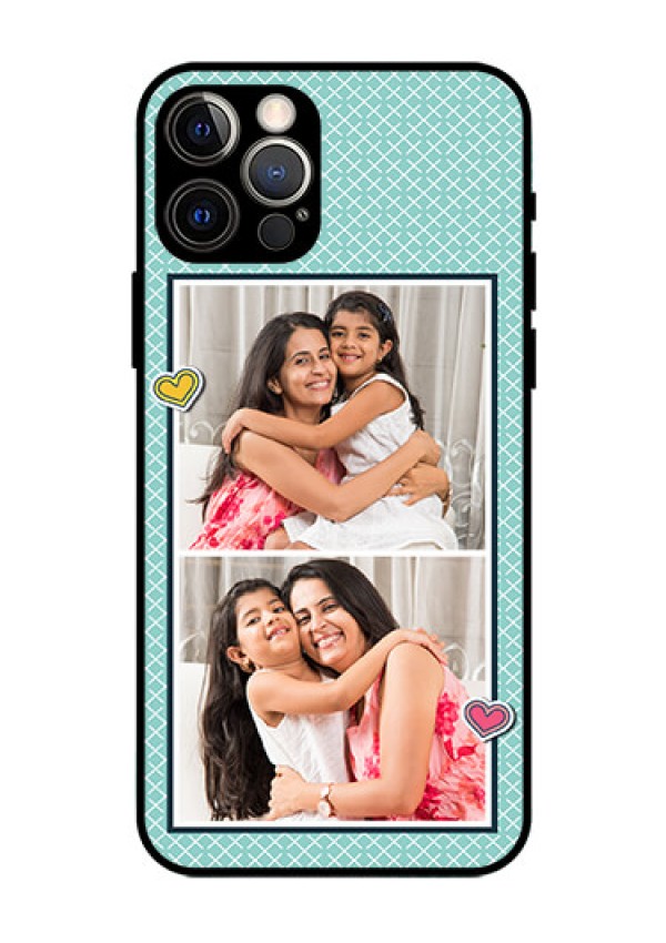 Iphone 12 Pro Custom Glass Phone Case  - 2 Image Holder with Pattern Design