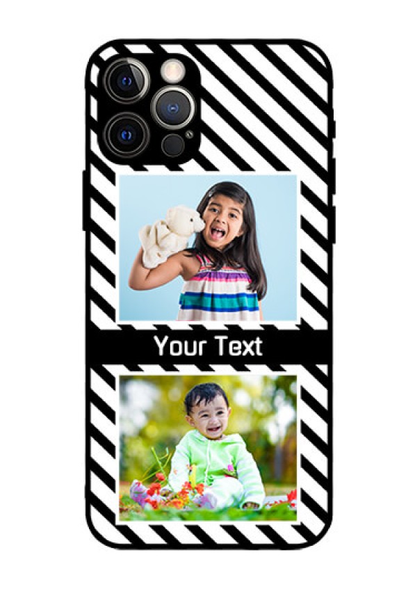Iphone 12 Pro Photo Printing on Glass Case  - Black And White Stripes Design