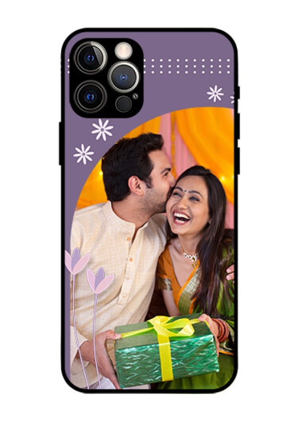 Iphone 12 Pro Custom Glass Mobile Case  - Lavender flowers design 