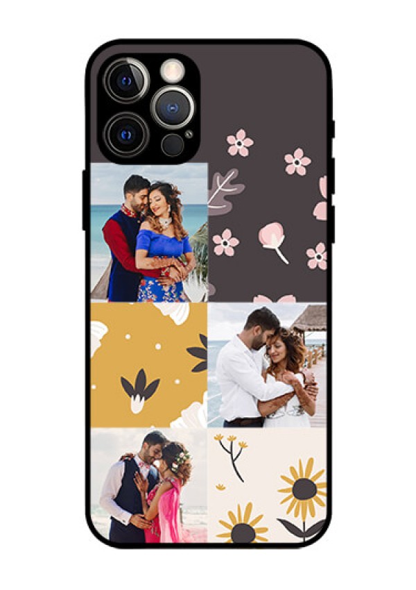 Iphone 12 Pro Photo Printing on Glass Case  - 3 Images with Floral Design