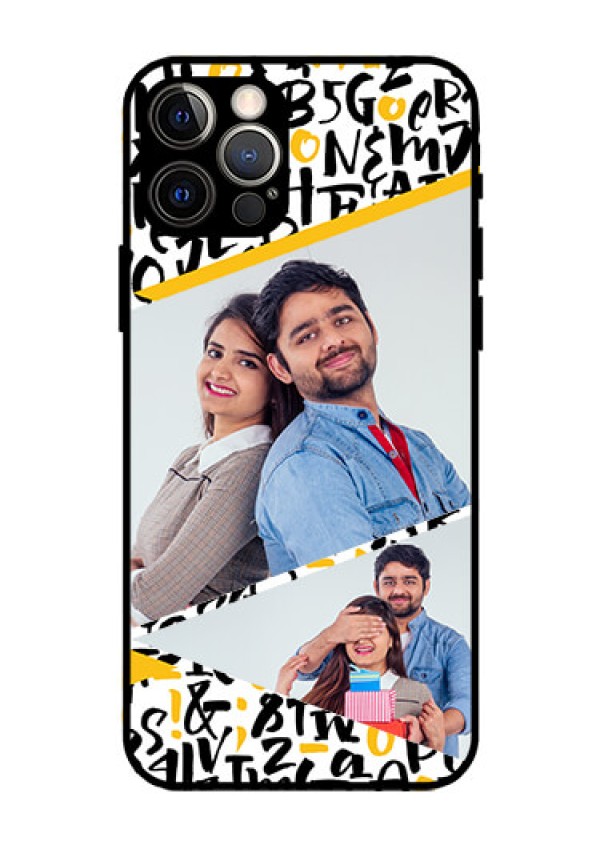 Iphone 12 Pro Custom Glass Mobile Case  - Letters Pattern Design