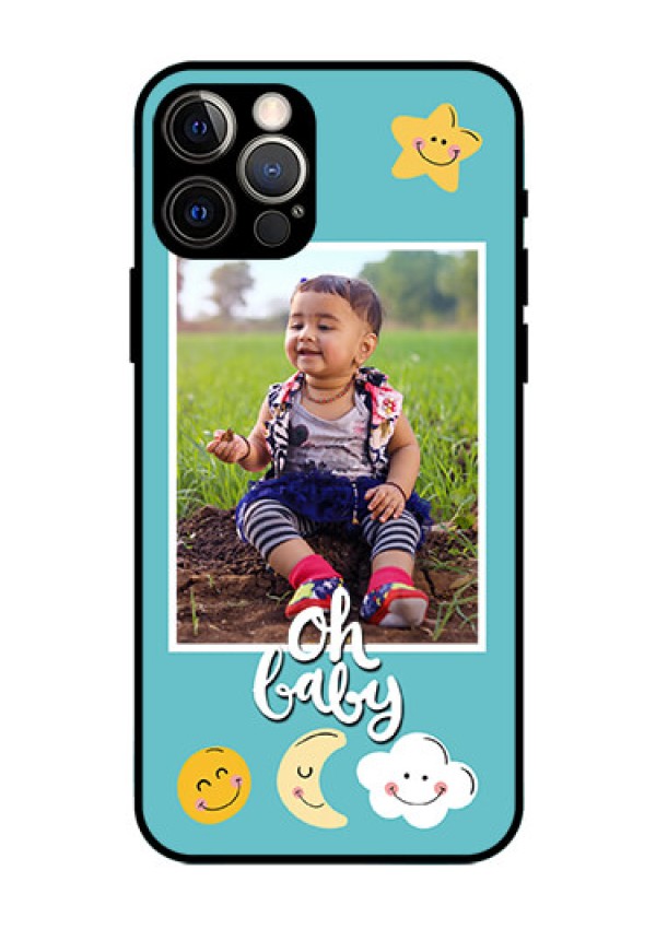 Iphone 12 Pro Personalized Glass Phone Case  - Smiley Kids Stars Design