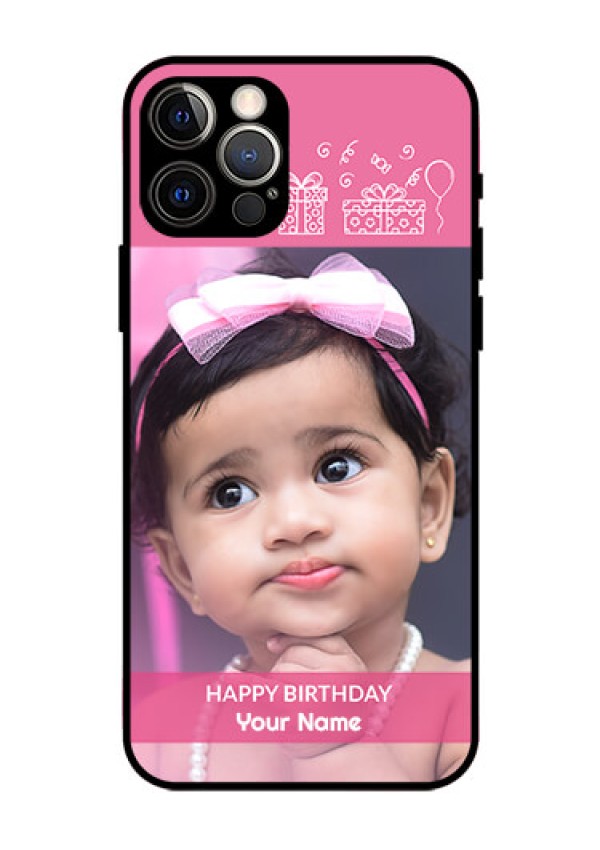 Iphone 12 Pro Photo Printing on Glass Case  - with Birthday Line Art Design