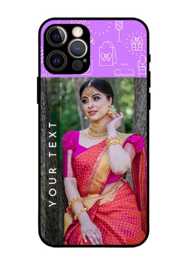 Iphone 12 Pro Custom Glass Mobile Case  - Birthday Icons Design
