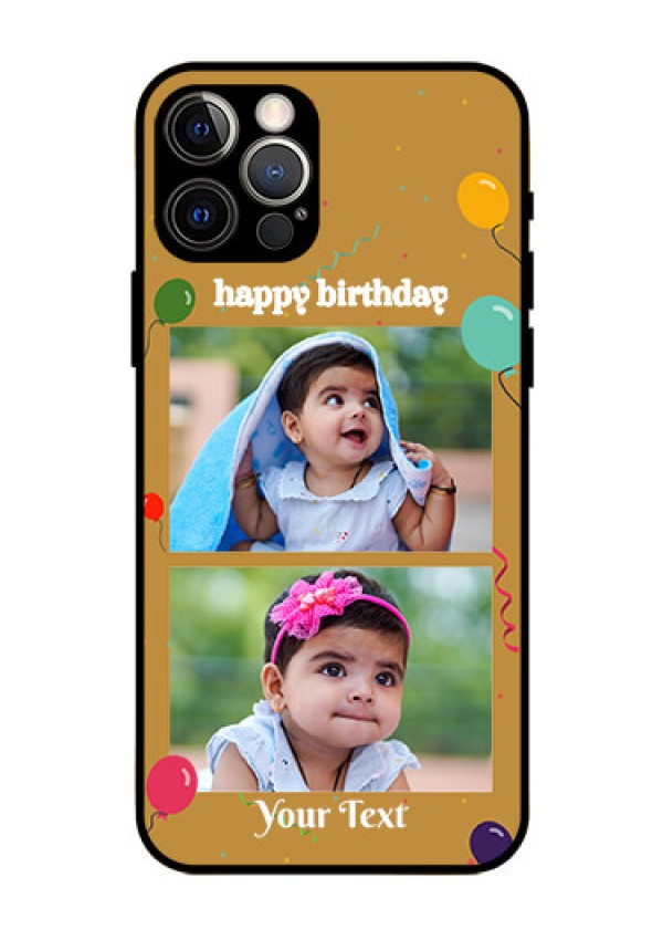 Iphone 12 Pro Personalized Glass Phone Case  - Image Holder with Birthday Celebrations Design