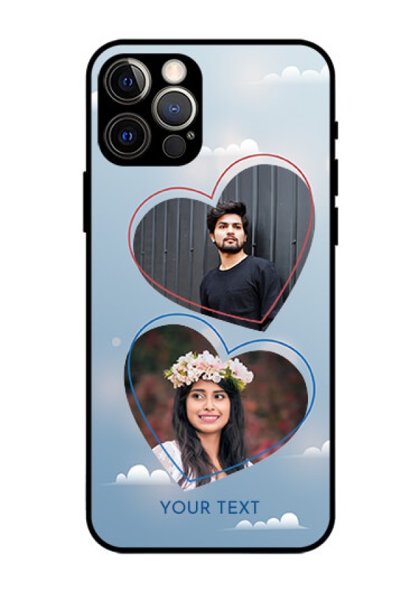 Iphone 12 Pro Custom Glass Mobile Case  - Blue Color Couple Design 