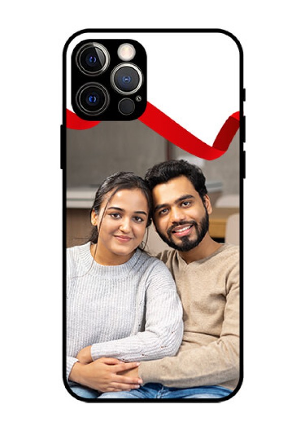 Iphone 12 Pro Photo Printing on Glass Case  - Red Ribbon Frame Design