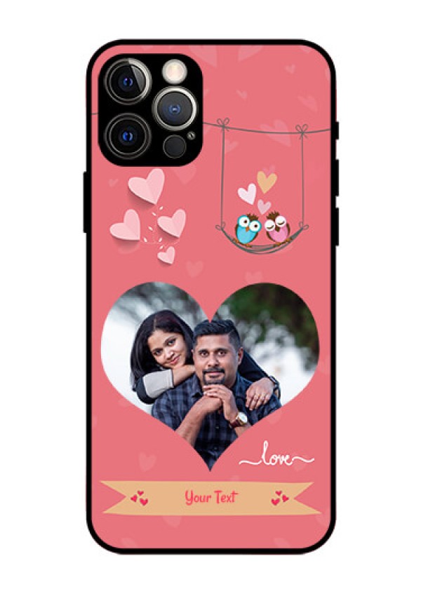 Iphone 12 Pro Personalized Glass Phone Case  - Peach Color Love Design 
