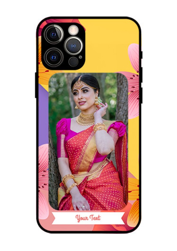 Iphone 12 Pro Custom Glass Mobile Case  - 3 Image With Vintage Floral Design