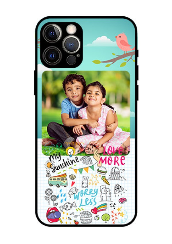 Iphone 12 Pro Photo Printing on Glass Case  - Doodle love Design
