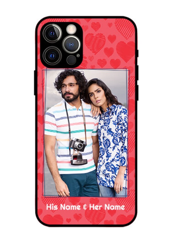 Iphone 12 Pro Photo Printing on Glass Case  - with Red Heart Symbols Design