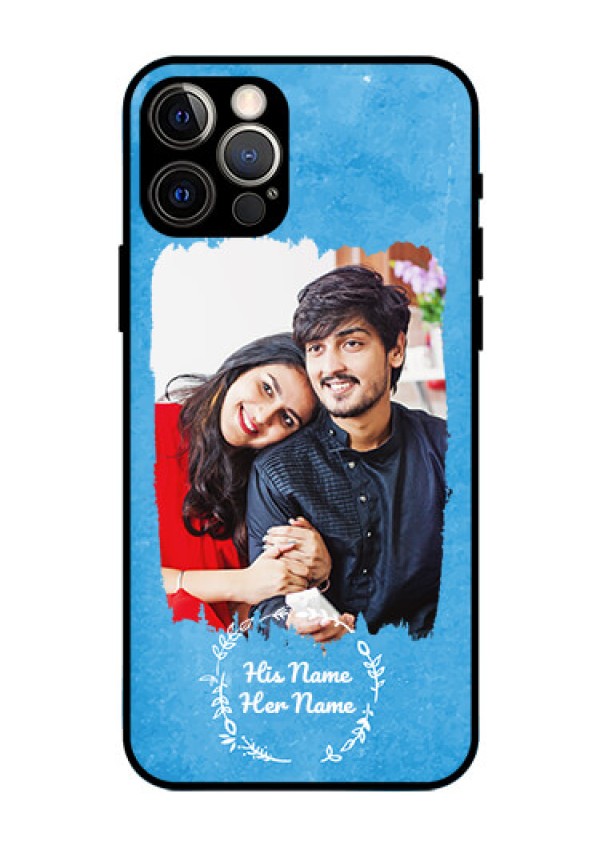 iPhone 12 Pro Custom Glass Phone Case - Blue Color Vintage Design