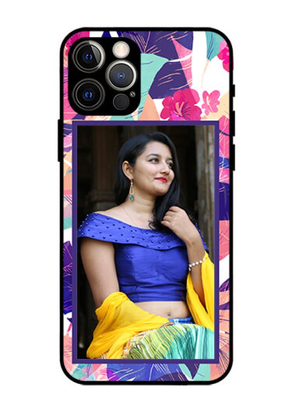 Iphone 12 Pro Custom Glass Mobile Case  - Abstract Floral Design