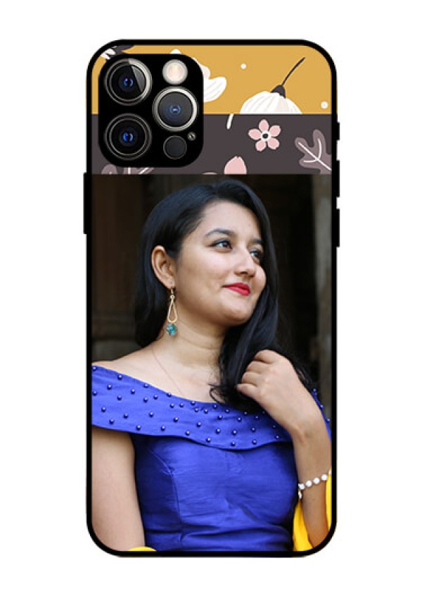 Iphone 12 Pro Custom Glass Phone Case  - Stylish Floral Design
