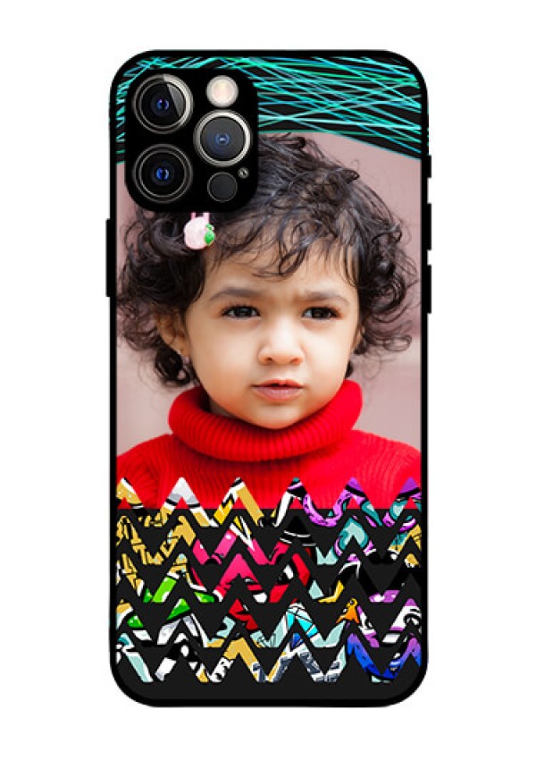 Iphone 12 Pro Personalized Glass Phone Case  - Neon Abstract Design