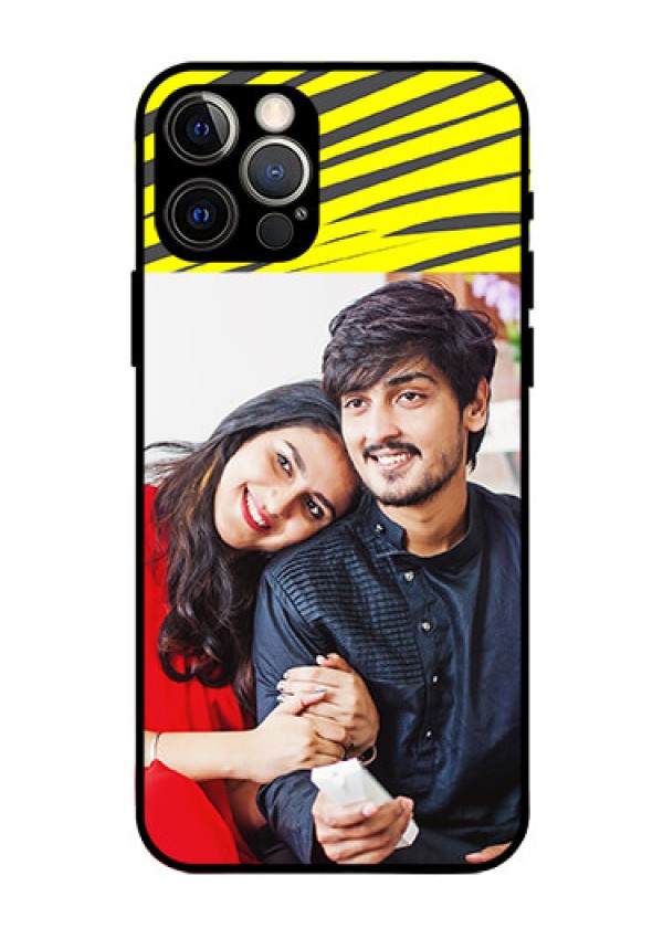 Iphone 12 Pro Photo Printing on Glass Case  - Yellow Abstract Design