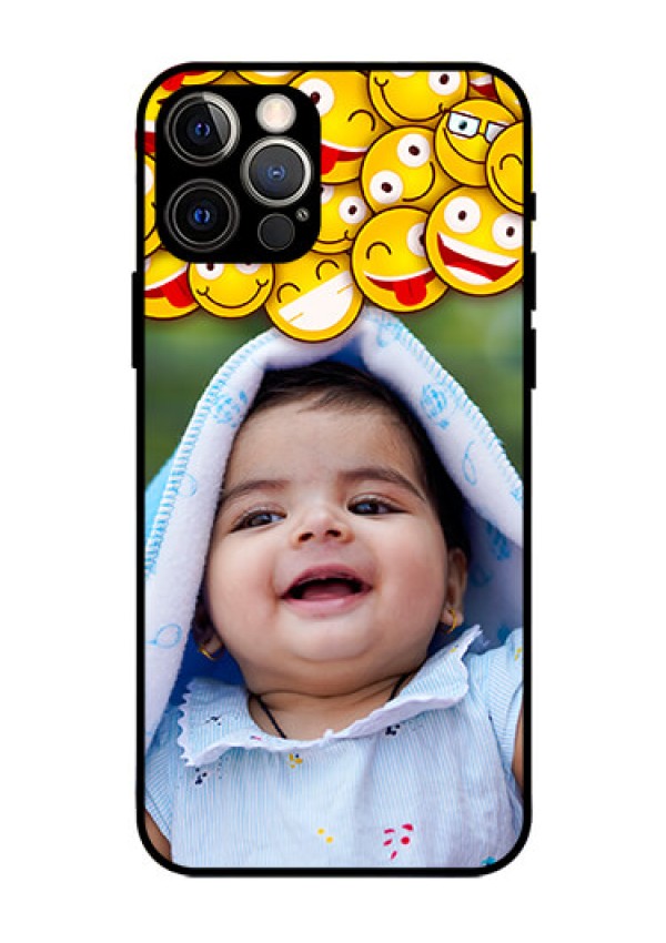 Iphone 12 Pro Custom Glass Mobile Case  - with Smiley Emoji Design