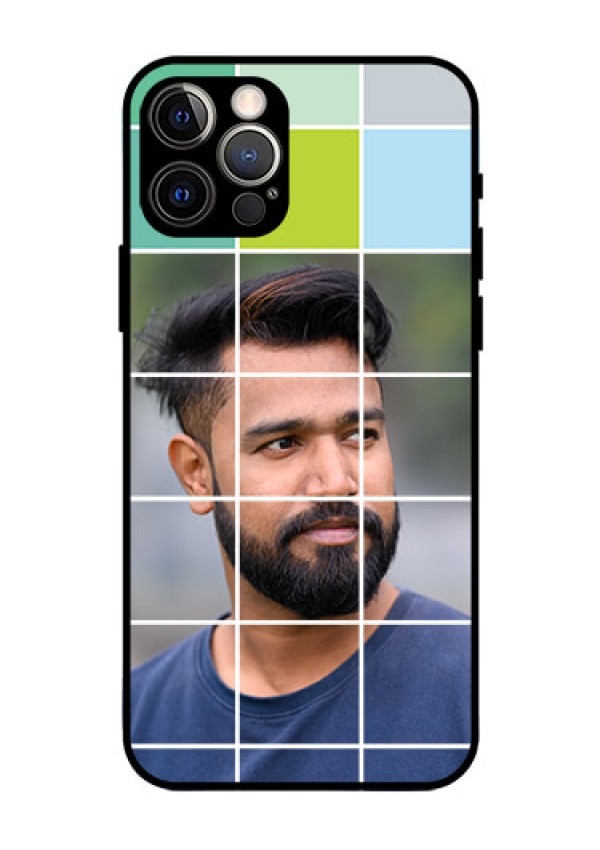 Iphone 12 Pro Photo Printing on Glass Case  - with white box pattern 